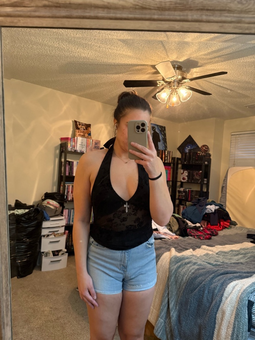 Women’s Black Halter Lace Top